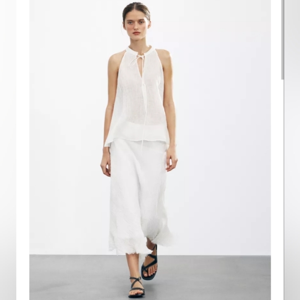 Zara ZW Collection 100% Linen Halter Top